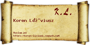 Koren Líviusz névjegykártya